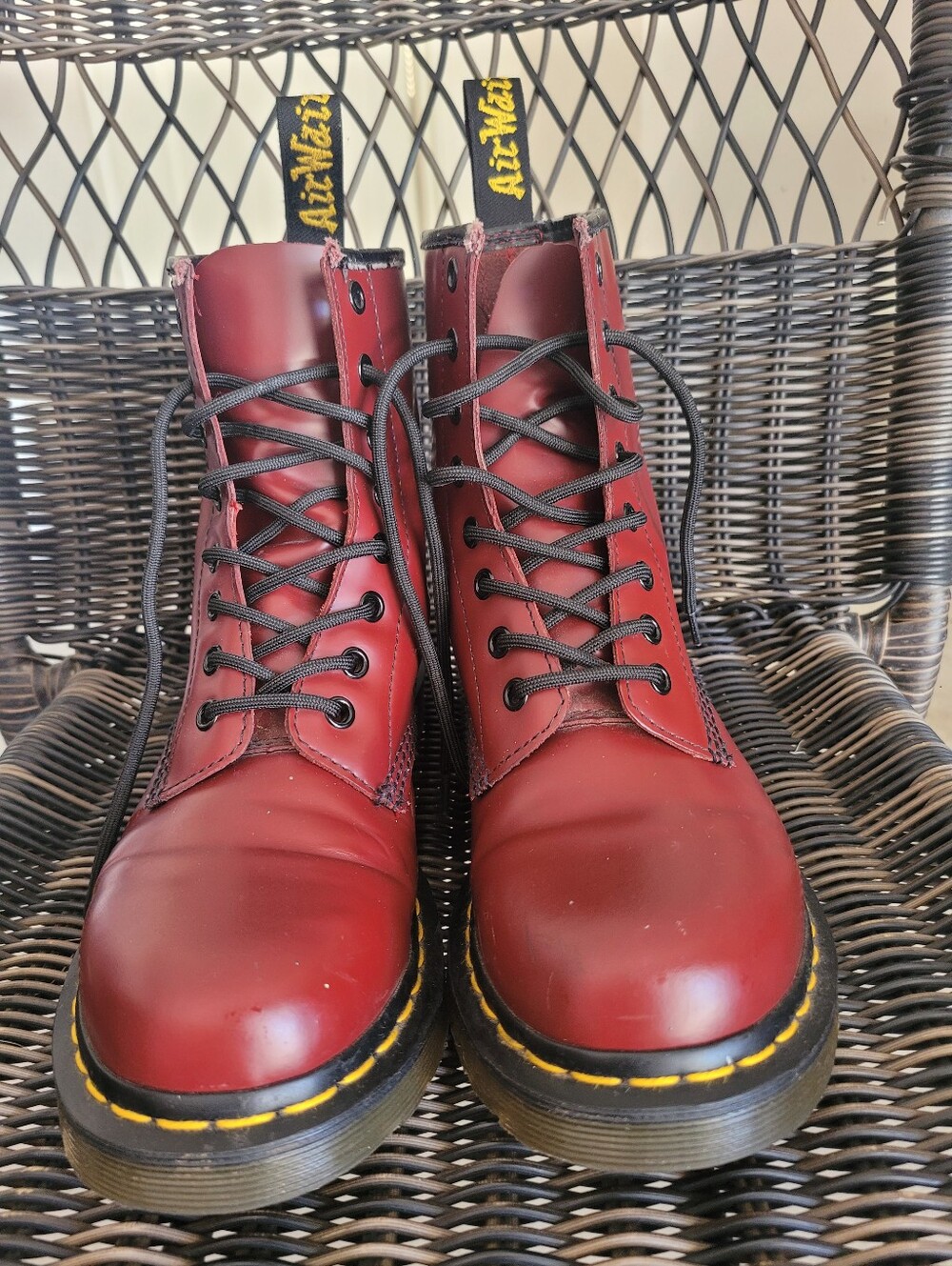 Dr. Martens Women's/ Men's Smooth Burgundy 8-Eye Lace-Up Boots